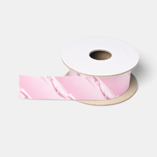 Pink Flowers n Waves Satin Ribbon