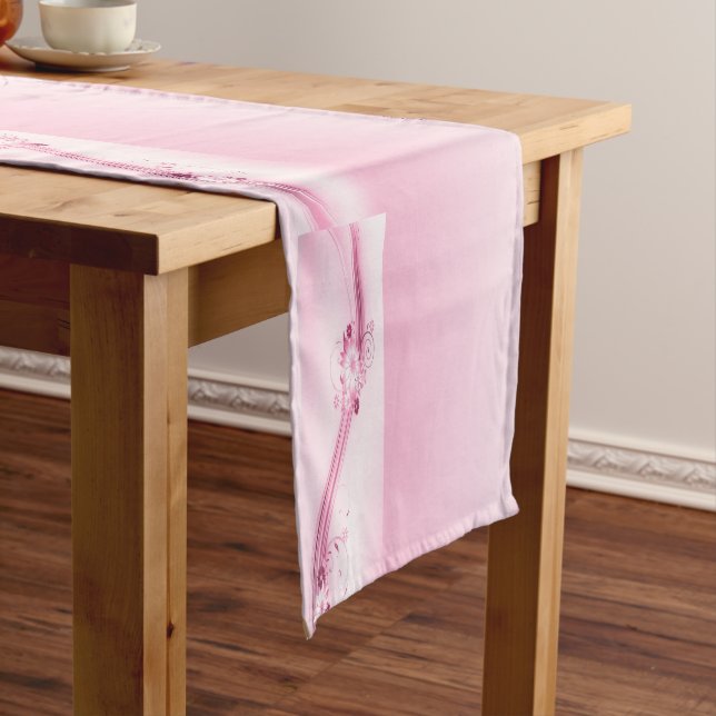 Pink Flowers n Waves Short Table Runner (In Situ)
