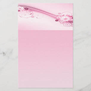 Pink Flowers n Waves Stationery