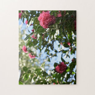 Pink Flowers Nature Photography English Garden Jigsaw Puzzle