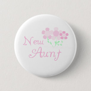 Pink Flowers New Aunt 6 Cm Round Badge
