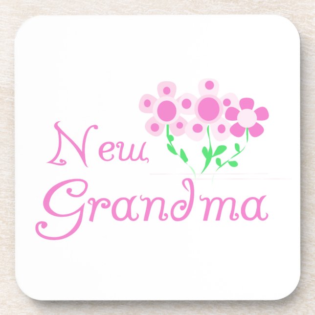 Pink Flowers New Grandma Gifts Coaster (Front)