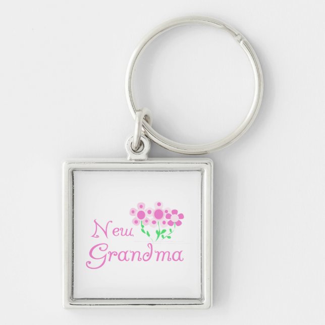 Pink Flowers New Grandma Gifts Key Ring (Front)