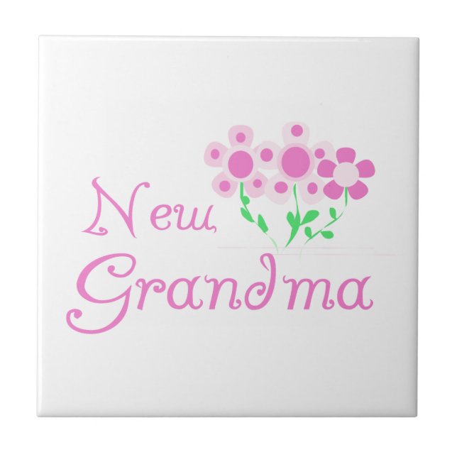 Pink Flowers New Grandma Gifts Tile (Front)