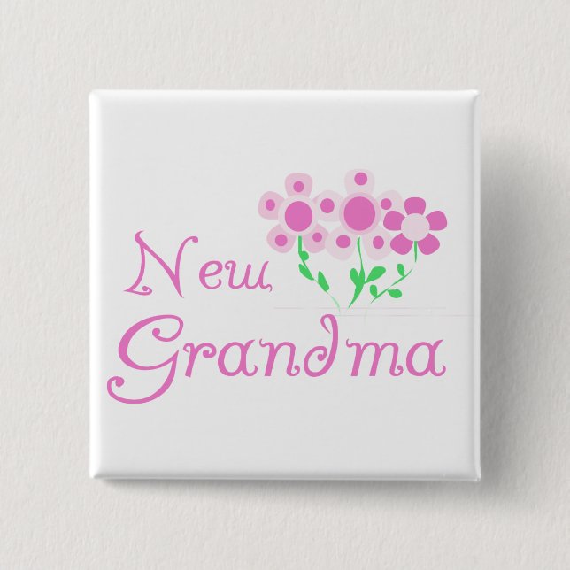 Pink Flowers New Grandma Tshirts and Gifts 15 Cm Square Badge (Front)