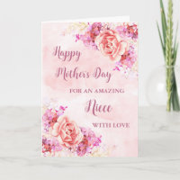 Pink Flowers Niece Happy Mother's Day Card