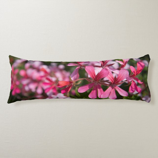 Pink flowers of Geranium Body Cushion (Front)