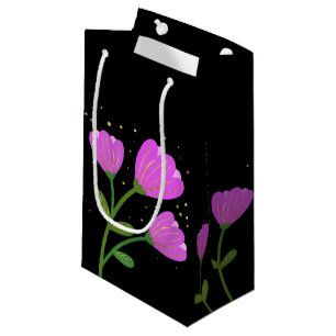 Pink Flowers on Black Gift Bag