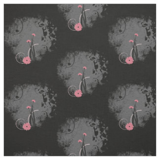 Pink flowers on distressed grey and black fabric