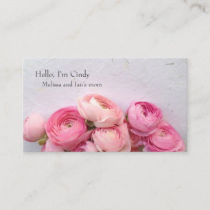 Pink flowers on handmade paper mum calling card