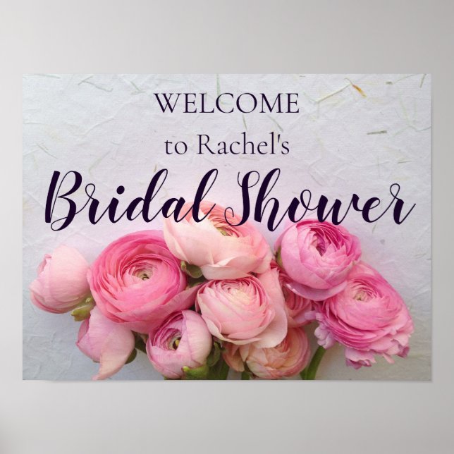 Pink flowers on handmade paper  poster (Front)