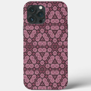 Pink Flowers On Vintage Knitting 3D  Pattern iPhone 13 Pro Max Case