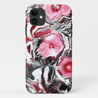 Pink Flowers Painting Abstract iPhone 11 Case