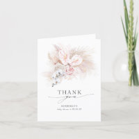 Pink Flowers Pampas Grass Baby Shower Thank You