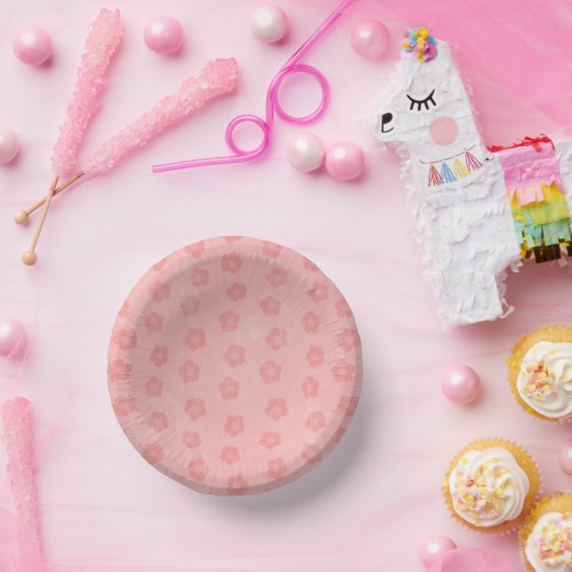 Pink Flowers Paper Plate (Party)