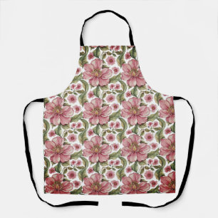 Pink Flowers Pattern Apron