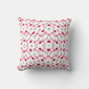 Pink Flowers Pattern Cushion