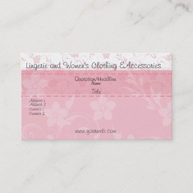 Pink Flowers Pattern Feminine Handmade Fashion Business Card (Front)