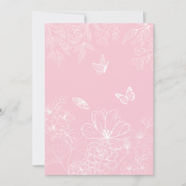 Pink Flowers Pattern, Floral, Pattern, Minimalist Holiday Card (Front)