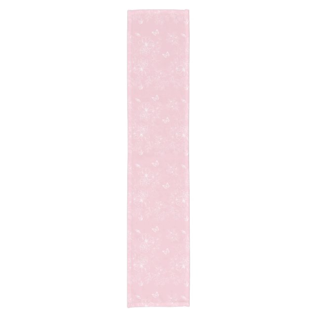 Pink Flowers Pattern, Floral, Pattern, Minimalist Short Table Runner (Front)