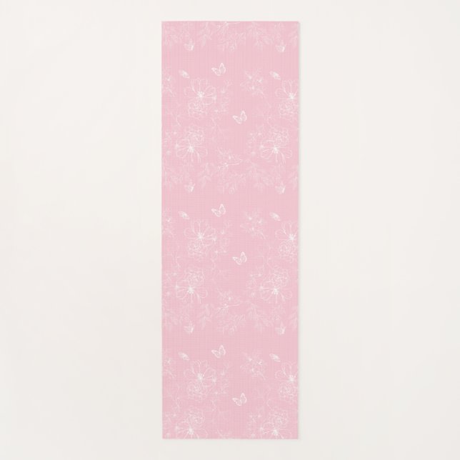 Pink Flowers Pattern, Floral, Pattern, Minimalist Yoga Mat (Front)