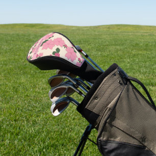 Pink Flowers, Pattern Of Flowers, Your Name Golf Head Cover