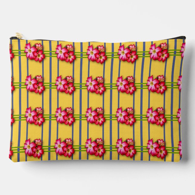 Pink Flowers Pattern on Yellow Print Cut Sew Bag (Front)