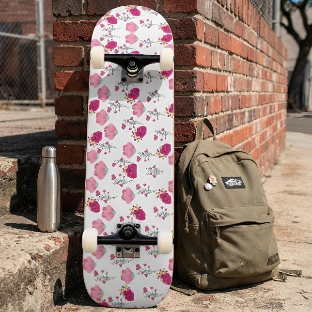 Pink Flowers Pattern Skateboard (Creator Uploaded)