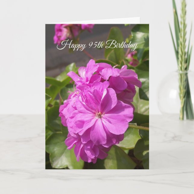 Pink Flowers Personalised 95th Birthday Card (Front)