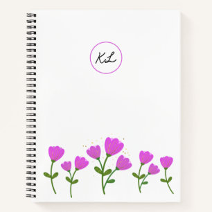 Pink Flowers Personalised Spiral Notebook