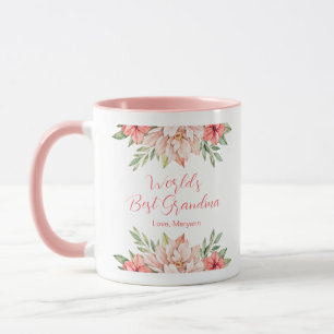 Pink Flowers Personalized World's Best Grandma Mug