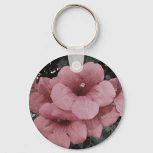 Pink Flowers Photo Key Ring