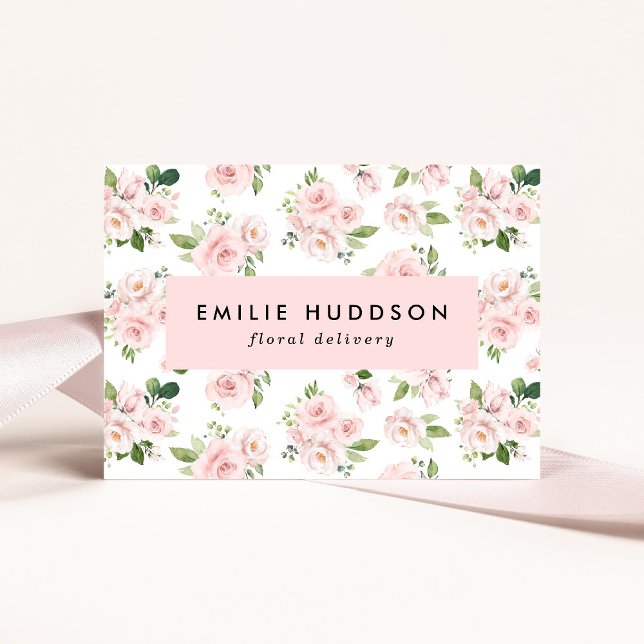 Pink Flowers, Pink Roses, Floristry, Flower Shop Business Card (Creator Uploaded)
