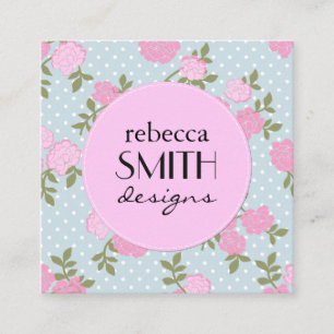 Pink Flowers, Pink Roses, Floristry, Flower Shop Square Business Card