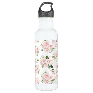 Pink Flowers, Pink Roses, Watercolor Flowers 710 Ml Water Bottle