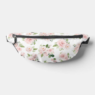 Pink Flowers, Pink Roses, Watercolor Flowers Bum Bags