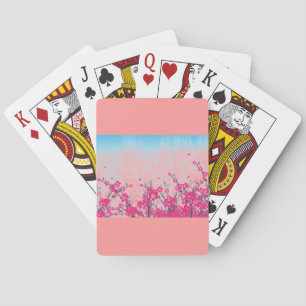 Pink Flowers Playing Cards