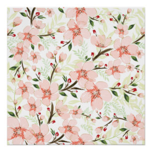 Pink flowers poster