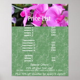 Pink flowers  Reiki zen services price list Poster