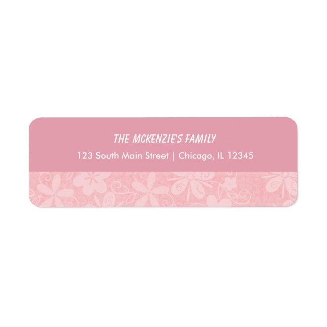 Pink Flowers Return Address Label (Front)