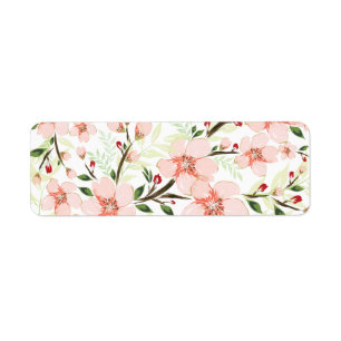 Pink flowers return address label