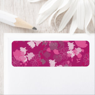 pink flowers return address label