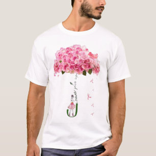 Pink Flowers Ribbon Breast Cancer Awareness Fighte T-Shirt