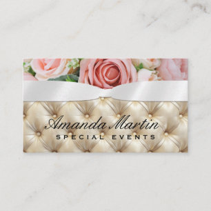 Pink Flowers Ribbon Upholstered Business Card