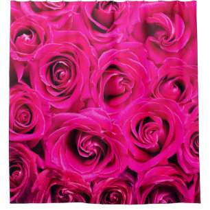 Pink flowers roses background shower curtain