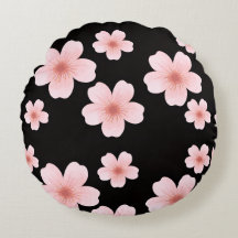 Pink Flowers Round Pillows