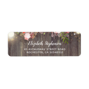 Pink Flowers Rustic Return Address Label