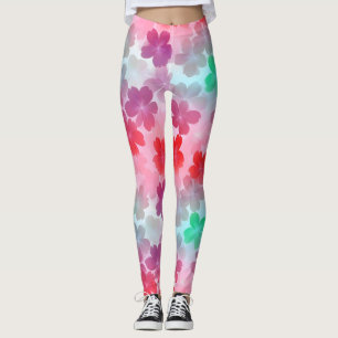 Pink Flowers Sakura Abstract Leggings