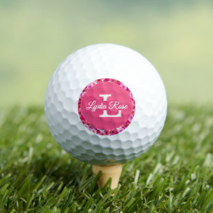 Pink Flowers Shades of Pink Floral Personalised  Golf Balls