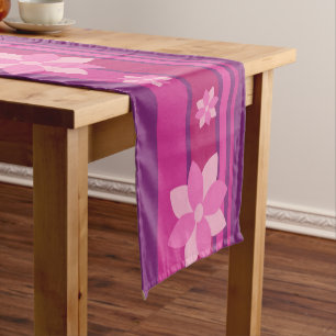 Pink Flowers Short Table Runner